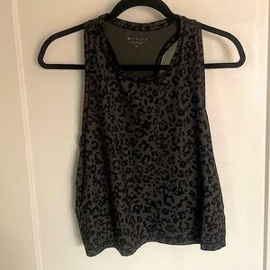 Athleta cropped cheetah workout racer back tank size XL